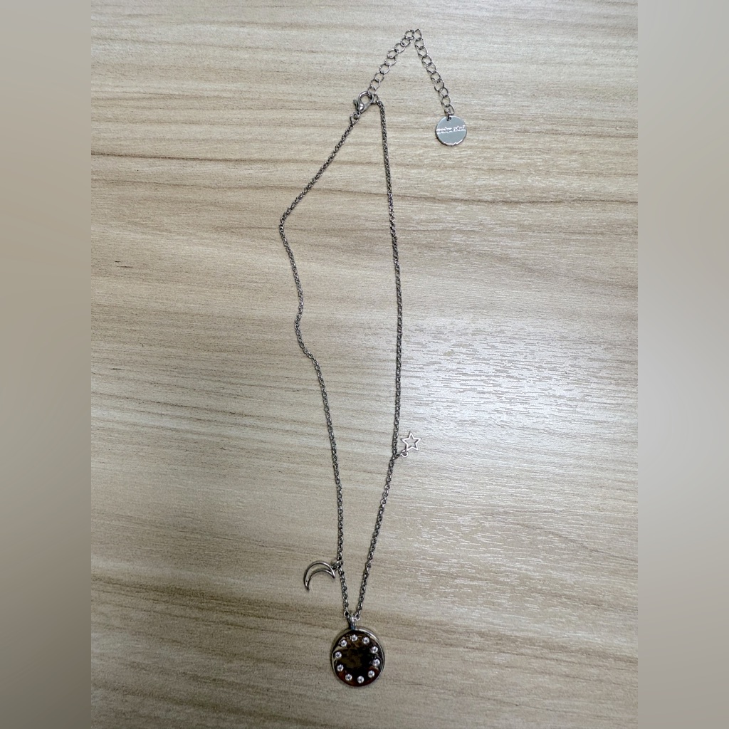 Marlyn Schiff Elegant Silver Necklace With Moon And Star Charms